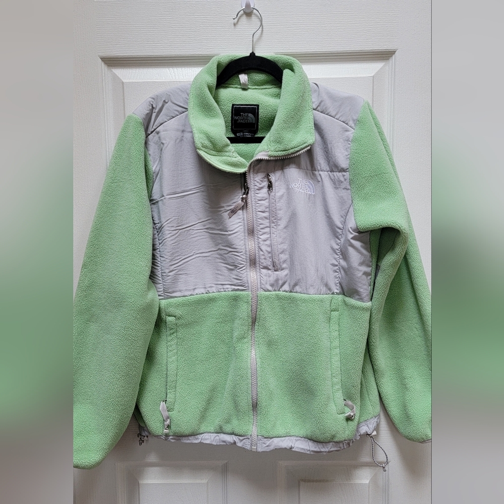 The North Face Mint Green and Light Gray Fleece Womens Jacket Size Large